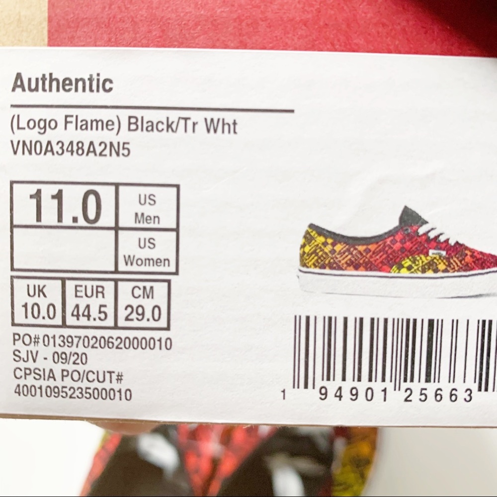 Vans Logo Flame Authentic Classic Skate Shoes - Picture 10 of 10